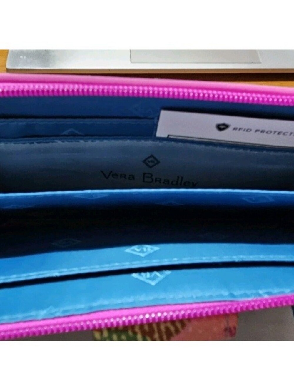 Vera Bradley "Superbloom" Quilted Turnlock Floral Wallet in Pink, Blue, Green - Picture 4 of 5